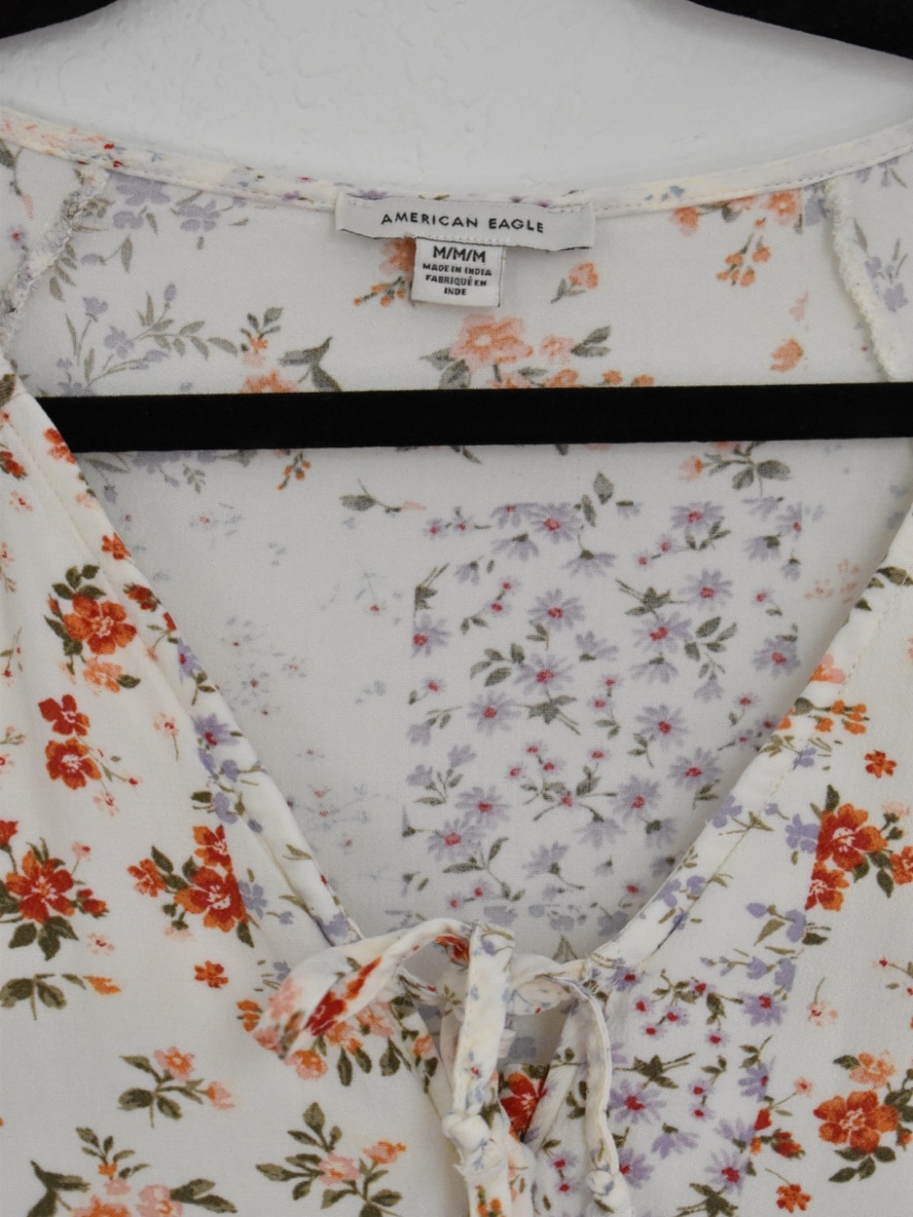 American Eagle Floral Long Sleeve Tiered Babydoll Mini Dress size Medium - Picture 2 of 5